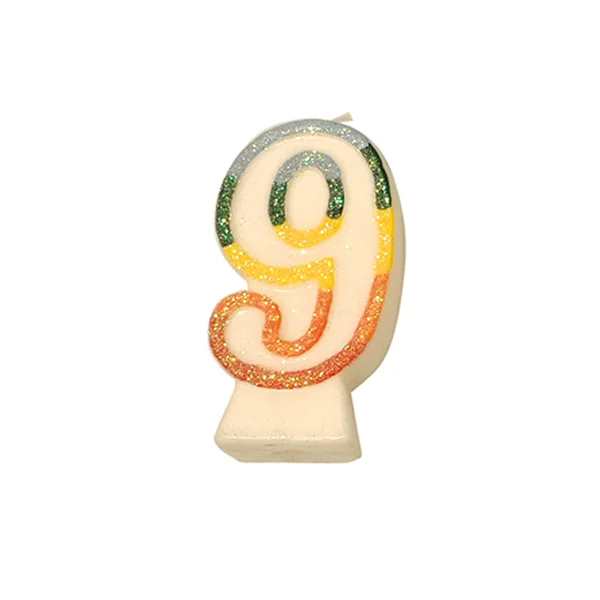 BOUGIES ANNIVERSAIRE N.9 GIVRE 9 CM BLANC CIRE (24 UNITÉ) - Garcia de Pou