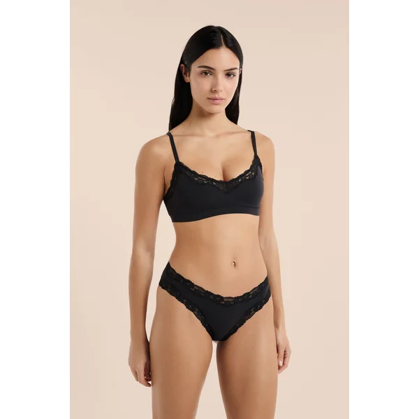 Brassière en microfibre et dentelle