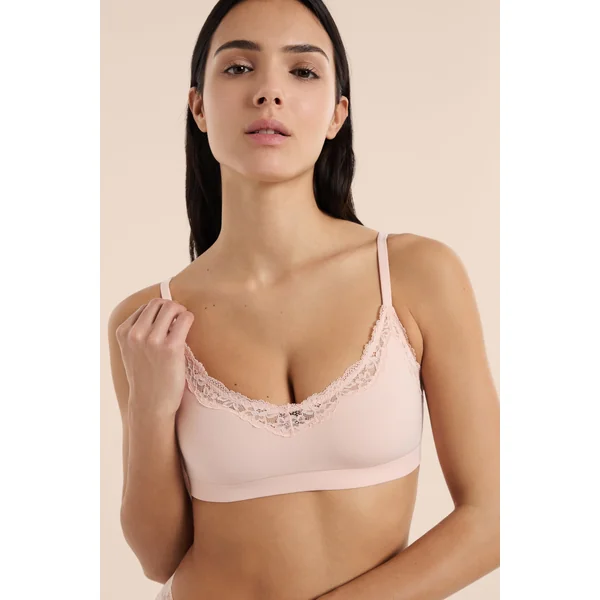 Brassière en microfibre et dentelle