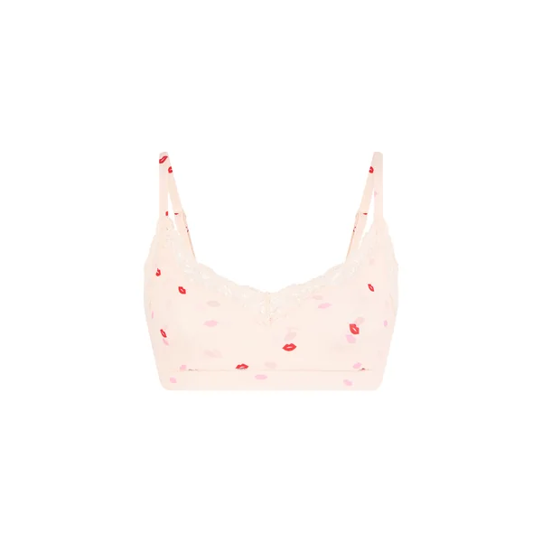 Brassière en microfibre et dentelle à motifs bisous