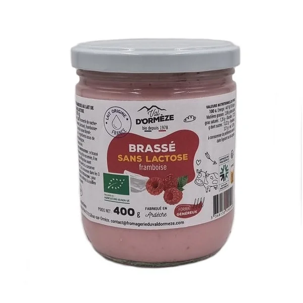 Brassé sans lactose framboise 400g