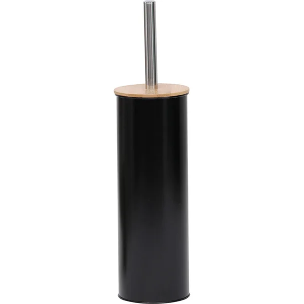 Brosse WC métal et bambou noire H 40.5cm