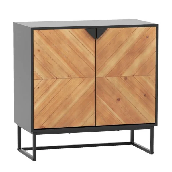 Buffet avec Rangement Buffet avec Portes et Etagère Table Console avec Pieds en Métal Meuble d'Appoint Moderne Noir