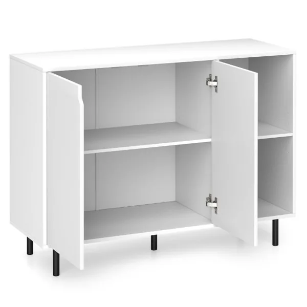 Buffet de Cuisine de 106 cm Meuble de Rangement Moderne avec 2 Portes et Etagères Réglables Kit Anti-basculement Meuble de Bar à Café Blanc