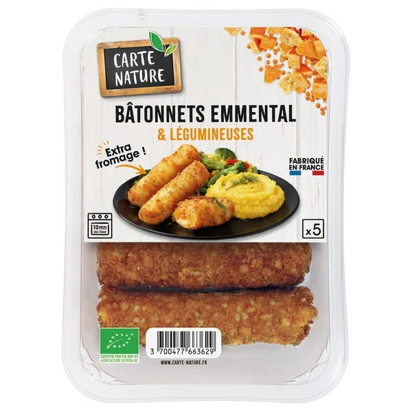 Bâtonnets emmental légumineuses (5) 185g