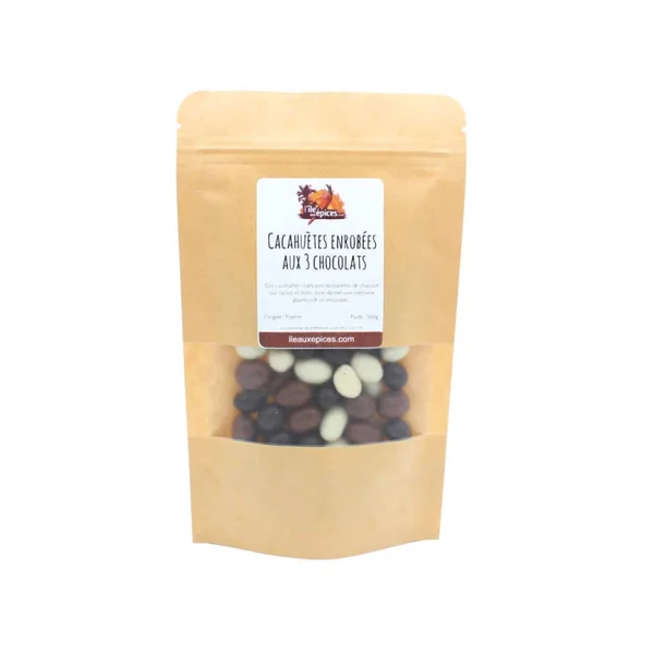 Cacahuètes enrobées 3 chocolats