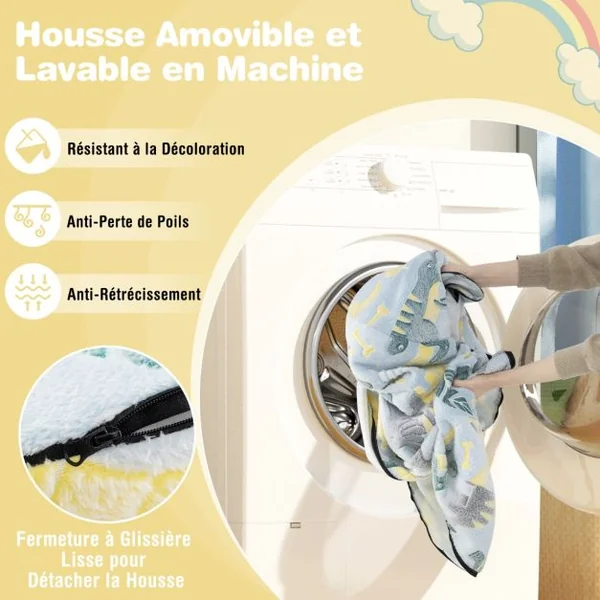 Canapé 2 en 1 Phosphorescent pour Enfants Canapé Convertible avec Housse Amovible et Lavable en Machine Motifs Etoiles pour 3+ Ans Gris/Bleu