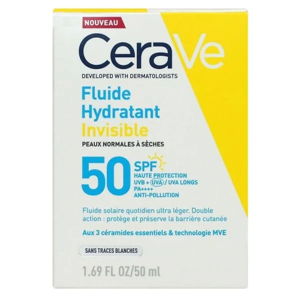 CERAVE - Fluide solaire invisible SPF50 Haute protection visage 50ml
