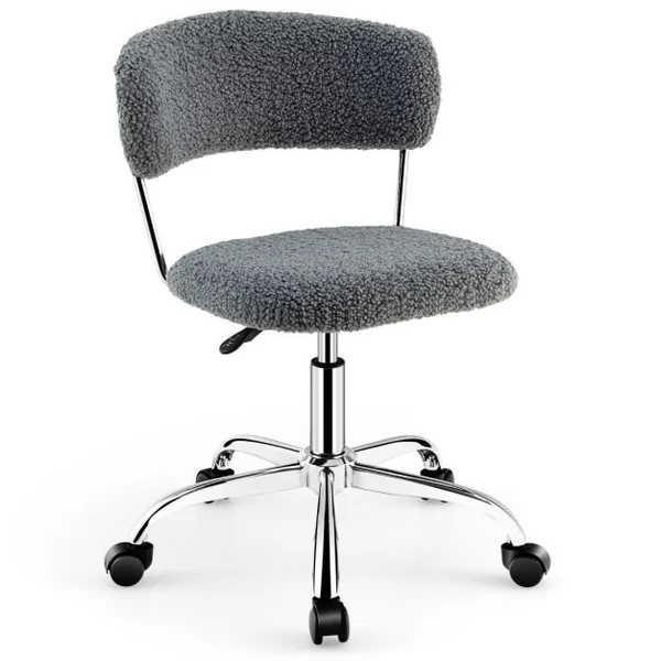 Chaise de Bureau à Domicile en poils synthétiques de lama avec Siège Rembourré Réglable en Hauteur Gris