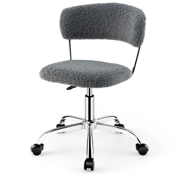 Chaise de Bureau à Domicile en poils synthétiques de lama avec Siège Rembourré Réglable en Hauteur Gris