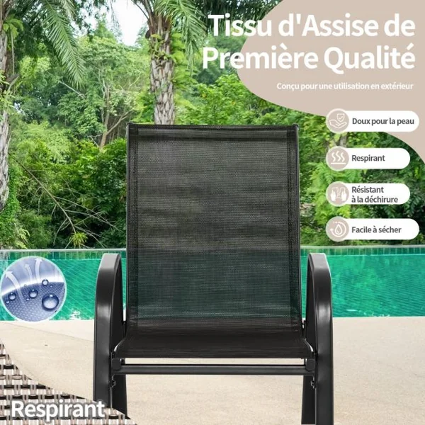 Chaise de Jardin à Bascule Lot de 2 Fauteuil à Bascule avec Accoudoirs Cadre en Métal Rocking Chair Ergonomique 91 x 62 x 86 cm Marron/Noir/Gris
