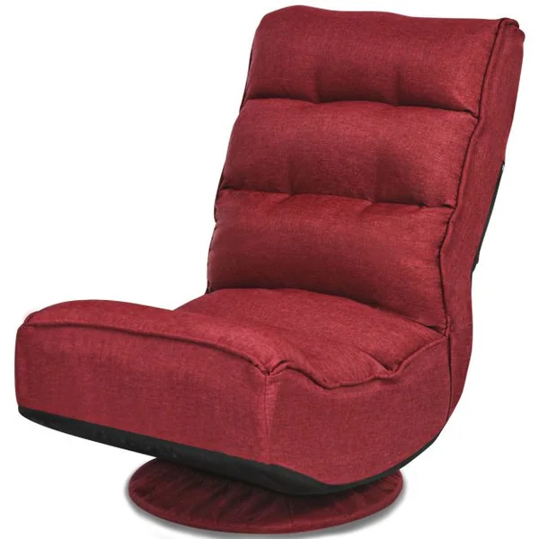 Chaise Relax Pliable et Réglable en 5 Positions Pivotant 360 Degrés Rembourrée Confortable 6 Couleurs au Choix