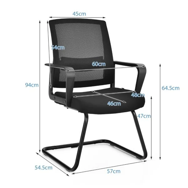 Chaise/Lot de 2 Chaises de Conférence Chaises Ergonomique en Maille à Dossier Moyen avec Siège Rembourré pour Salle d'Attente Réception