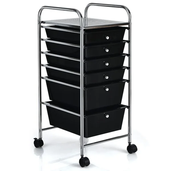 Chariot de Rangement Roulant 6 Tiroirs Amovibles Desserte pour Bureau Classeur à Roulettes 32,5x37x74,5cm 4 Couleurs au Choix