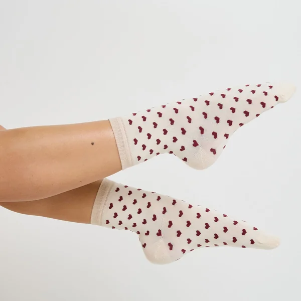 CHAUSSETTES COEURS MULTICO BLANC