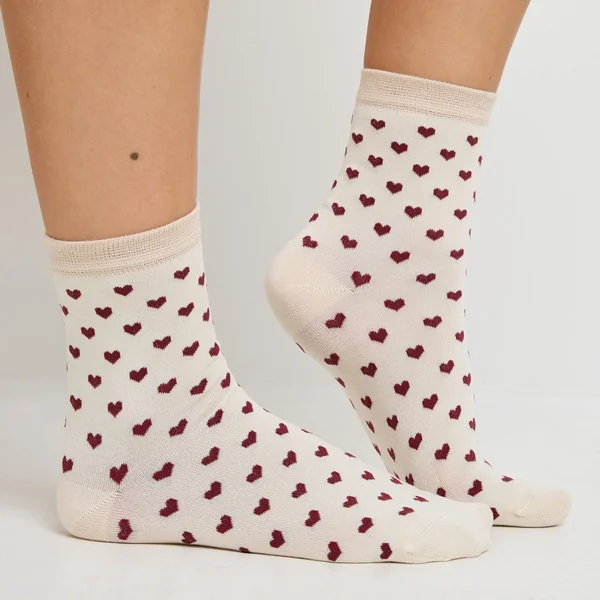 CHAUSSETTES COEURS MULTICO BLANC