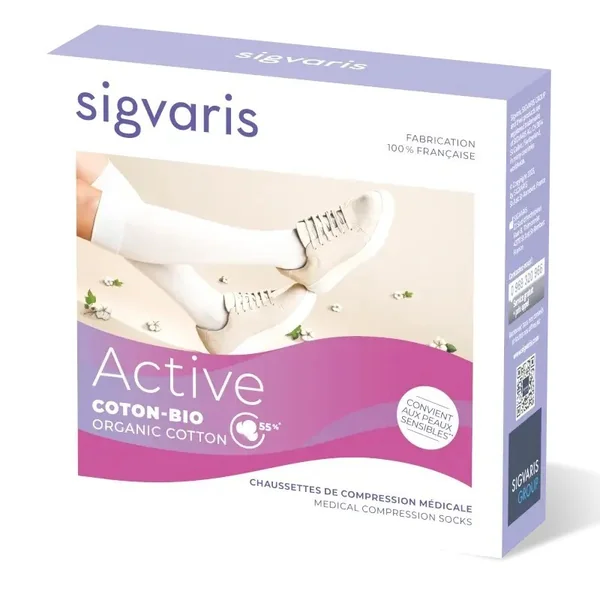 Chaussettes de contention Femme Active Coton Bio classe 2 par Sigvaris