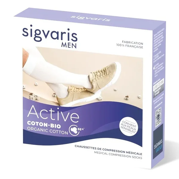 Chaussettes de contention Homme Active Coton Bio classe 2 par Sigvaris