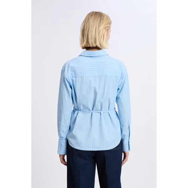 Chemise manches longues en coton ceinturée