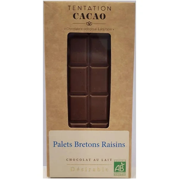 Chocolat lait 32% Palets Breton raisins