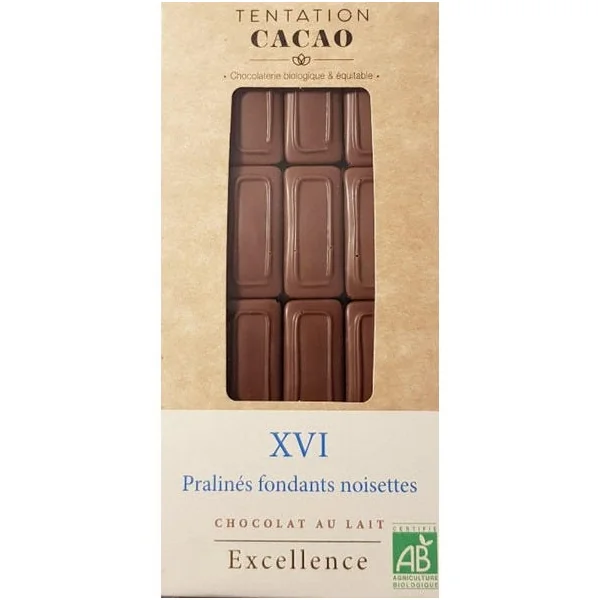 Chocolat lait 32% XVI Pralinés fondants noisettes