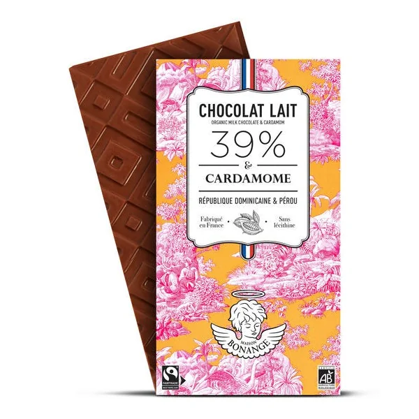 Chocolat lait cardamome 39% 80g