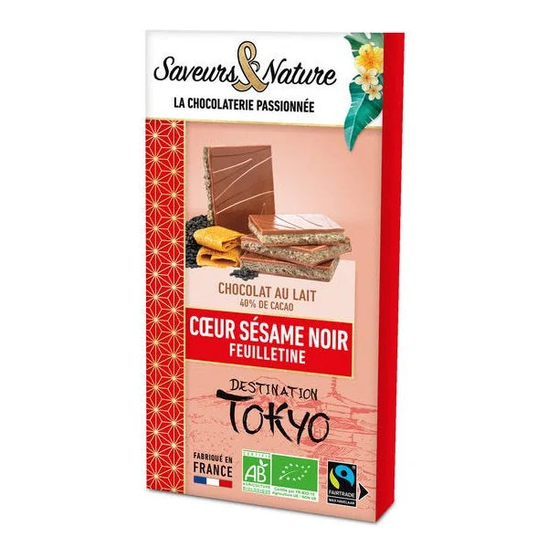 Chocolat lait fourré sésame feuilletine 92g