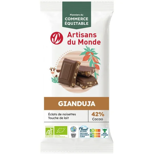 Chocolat lait gianduja noisette 42% 80g