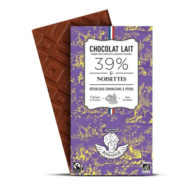 Chocolat lait noisette 39% 80g