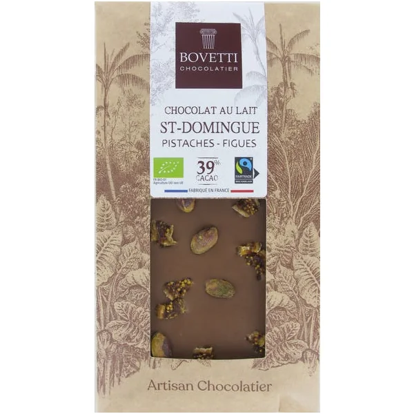 Chocolat lait pistache figue 39% 100g
