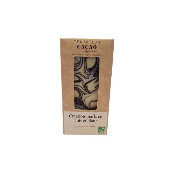 Chocolat noir 72% marbré noir et blanc