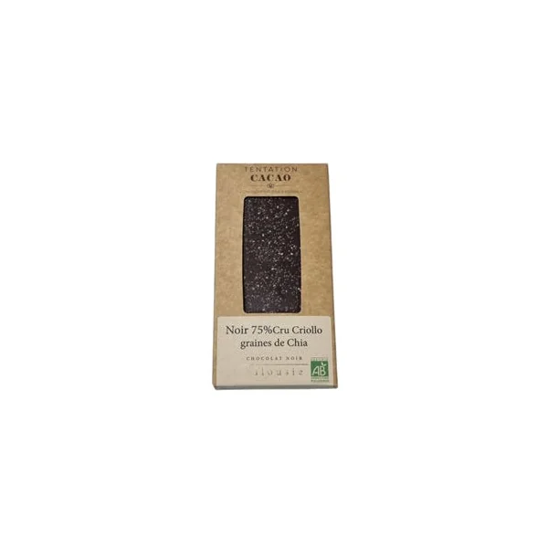 Chocolat noir 75% Criollo CRU Graines de chia