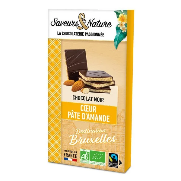 Chocolat noir fourré pâte d'amande 92g