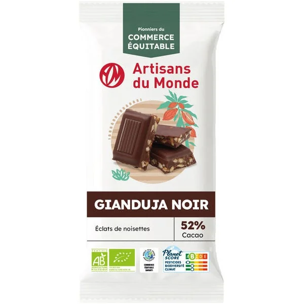 Chocolat noir gianduja noisette 52% 80g