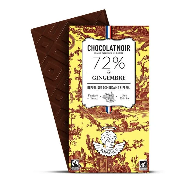 Chocolat noir gingembre 72% 80g