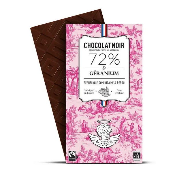 Chocolat noir géranium 72% 80g