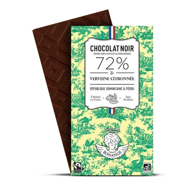 Chocolat noir verveine citronnée 72% 80g