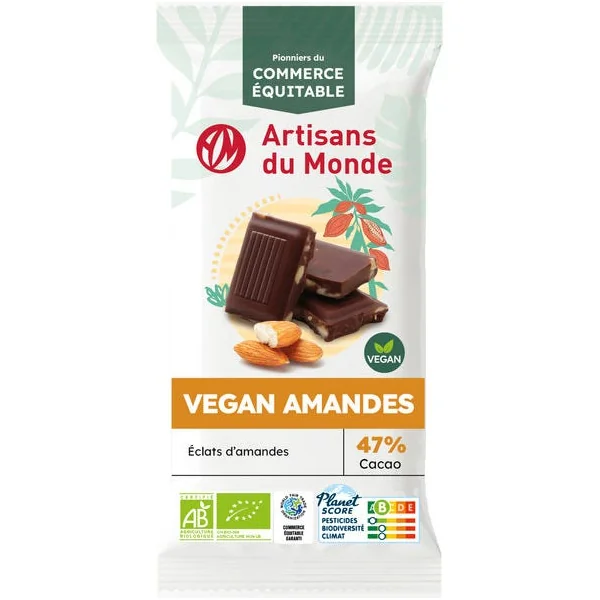 Chocolat vegan amande 47% 80g