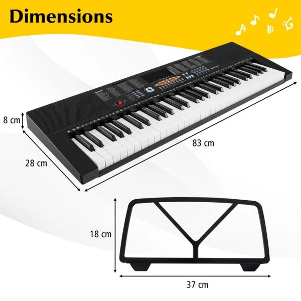 Clavier Electronique 61 Touches Piano Numérique Portable 300 Rythmes 300 Timbres 50 Démos 3 Modes d’Enseignement Ecran LED