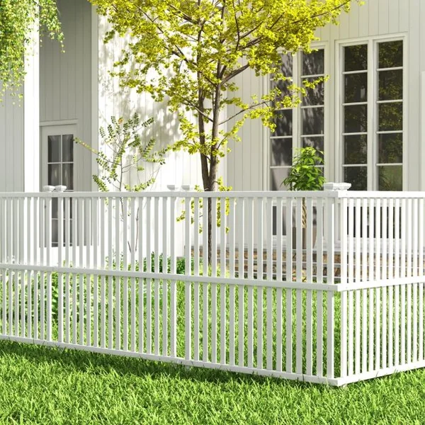 Clôture Privée pour Climatiseur 113 x 114 cm 2 Panneaux de Clôture avec Piquets en Métal pour Poubelle et Equipement de Piscine Blanc