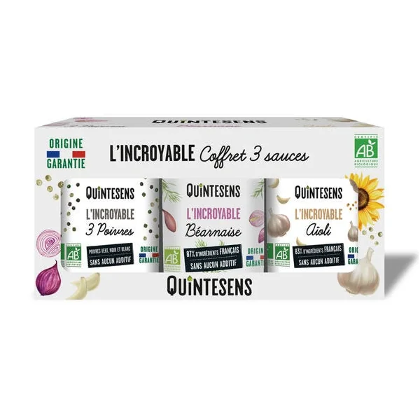 Coffret 3 sauces (béarnaise, 3 poivres, aïoli) 3x90g
