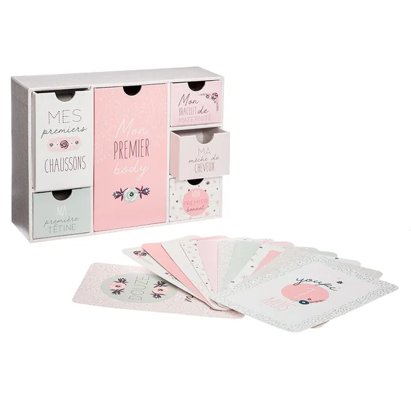 Coffret de naissance et 12 cartes 37.5x19.5x6.7cm