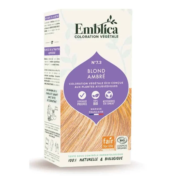 Coloration vegetale 7.3 blond ambre 100gr