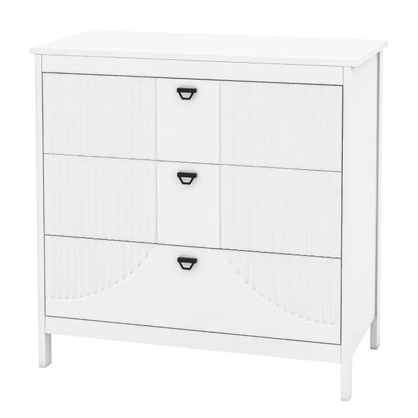 Commode à 3 Tiroirs de Style Moderne Armoire de Rangement avec Kit Anti-basculement Table d'Appoint avec Rangement Blanc