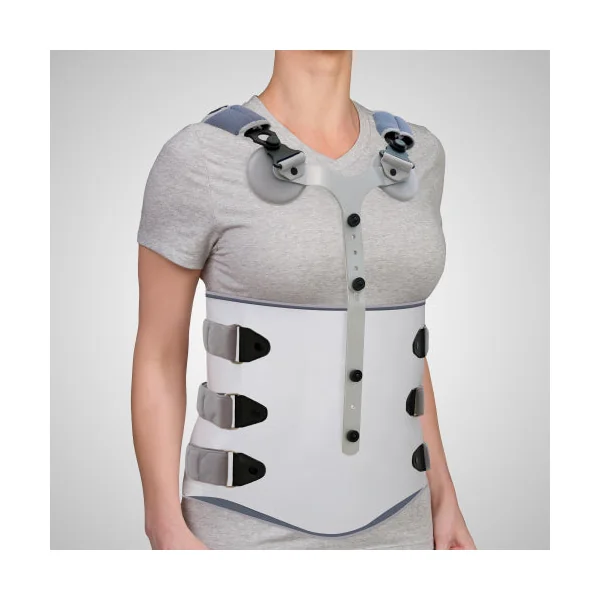 Corset d'immobilisation vertébrale bi-valve avec appui pectoral
