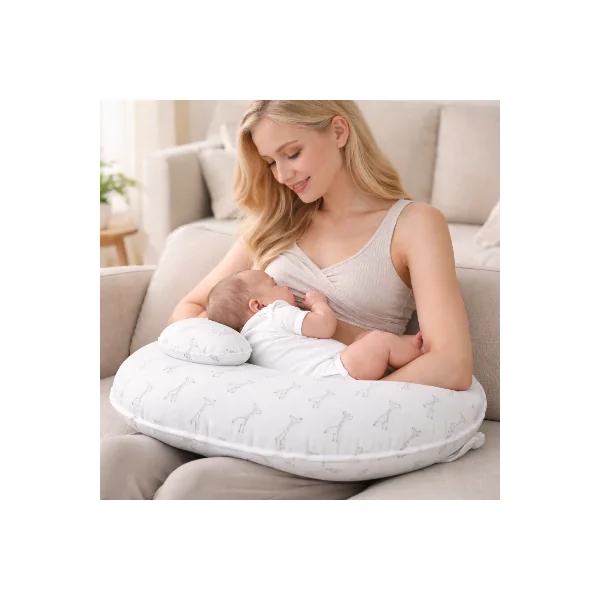 Coussin d’allaitement ceinture | Mini-pad | Beignet Blanc motif gris