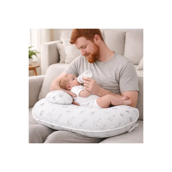 Coussin d’allaitement ceinture | Mini-pad | Beignet Blanc motif gris