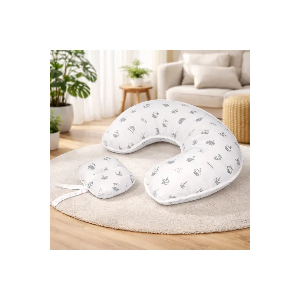 Coussin d’allaitement ceinture | Mini-pad | Beignet Blanc motif gris
