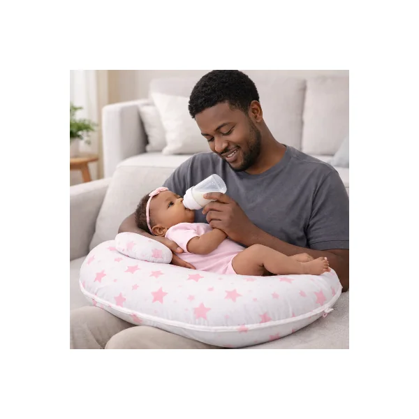 Coussin d’allaitement ceinture | Mini-pad | Beignet Blanc motif rose