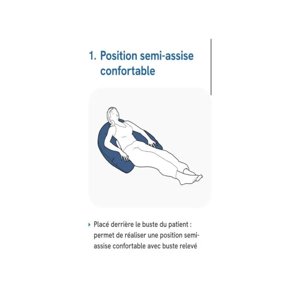 Coussin de positionnement Demi-lune - Coussin microbilles avec housse hygiène (130 x 80 x 20 cm)